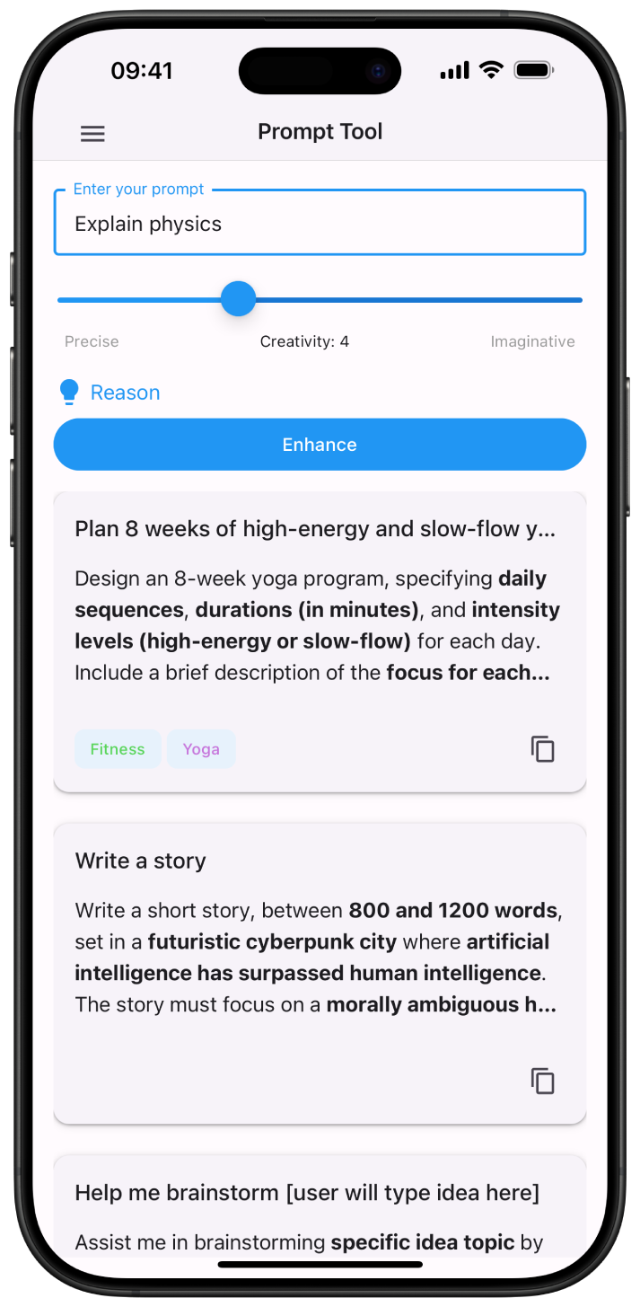 Prompt Tool - AI Prompt Builder Interface